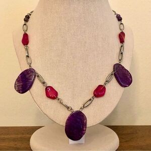 Amethyst Glass and Paperclip Necklace | 19” Length
